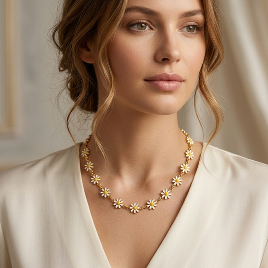 Daisy Flower Gold Chain Necklace