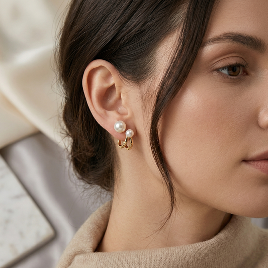 Sienna Pearl Huggie Earrings