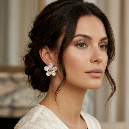 Elara Pearl Flower Earrings
