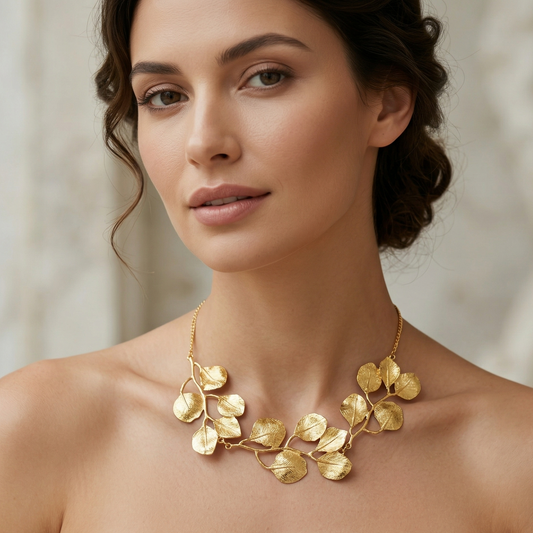 Golden Leaf Statement Necklace