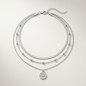 Triple Layer Gold Pendant Necklace