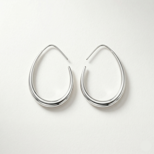 Minimalist Oval Gold Hoop Earrings