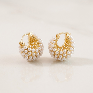 Elara Pearl Cluster Huggie Earrings