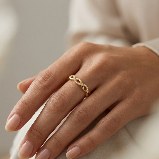 Twisted Zirconia Gold Ring