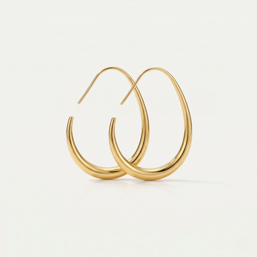 Minimalist Oval Gold Hoop Earrings