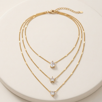 Celestial Trio Crystal Layered Necklace
