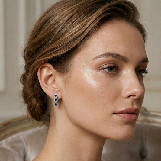 Royal Sapphire Zirconia Hoop Earrings