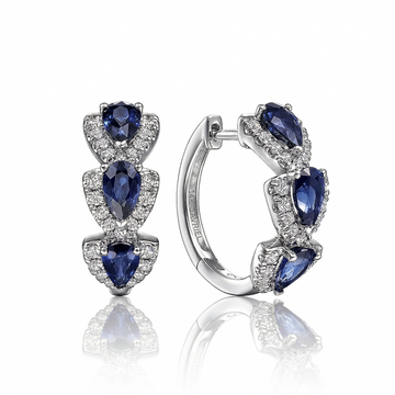 Royal Sapphire Zirconia Hoop Earrings
