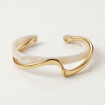 Ivory Wave Gold Cuff Bracelet