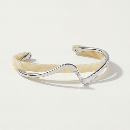 Ivory Wave Gold Cuff Bracelet