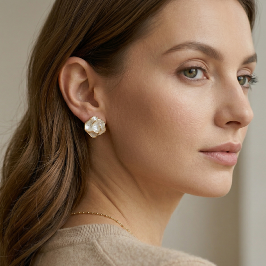 Pearl Flower Stud Earrings