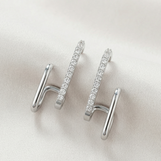 Sienna Double Crystal Huggie Earrings