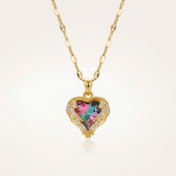 Crystal Heart Zirconia Gold Necklace
