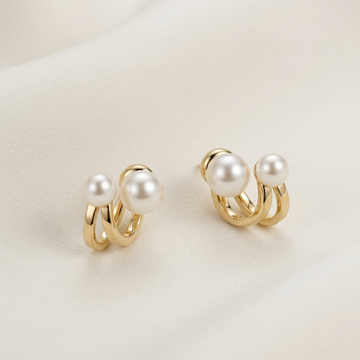 Sienna Pearl Huggie Earrings