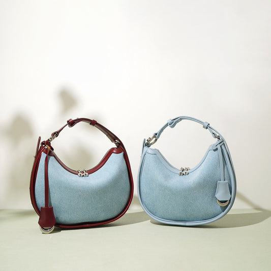 Monique Denim Crescent Bag