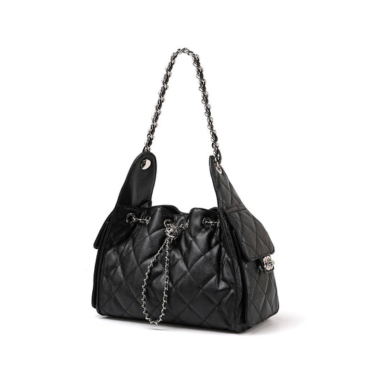 Quilted Chain Drawstring Bag