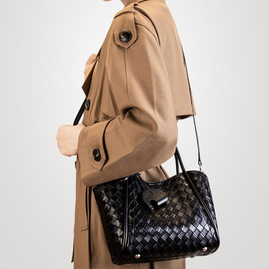 Noir Woven Elegance Tote