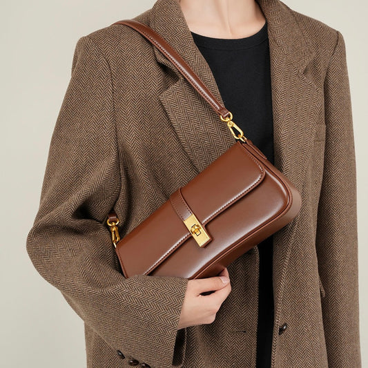 Gold Lock Baguette Bag