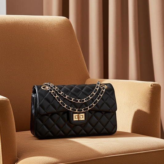 Quilted Gold Chain Flap Bag
