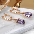 Amethyst Zirconia Gold Drop Earrings - Orlumea