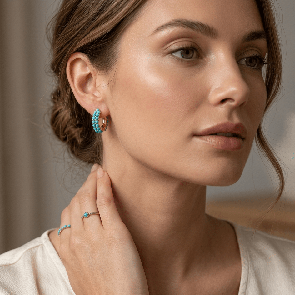Aurelia Turquoise Luxe Hoops - Orlumea