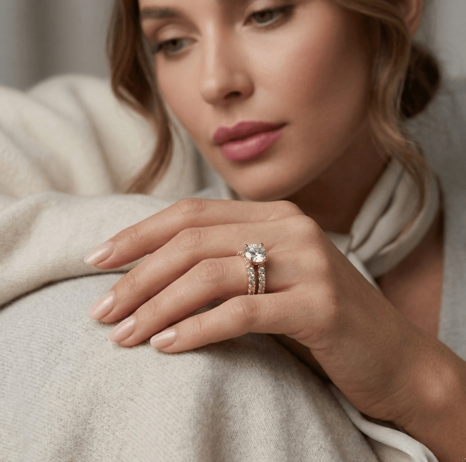 Aurora Lux Zirconia Bridal Ring Set - Orlumea