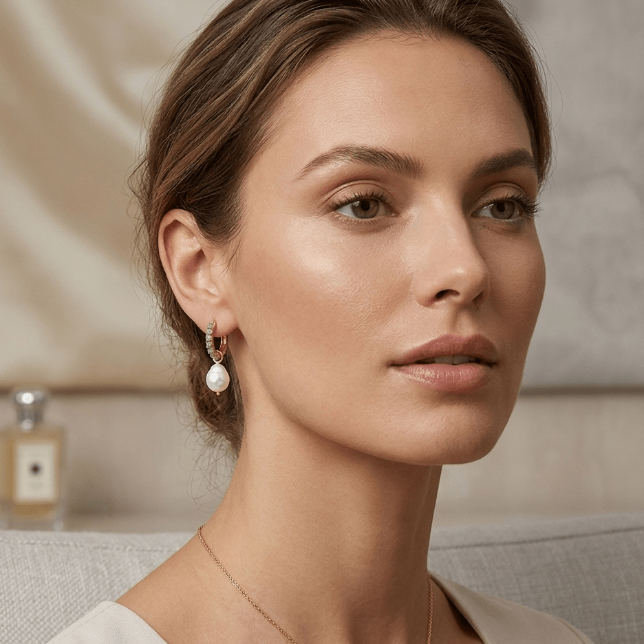 Aurora Pearl Hoop Earrings - Orlumea