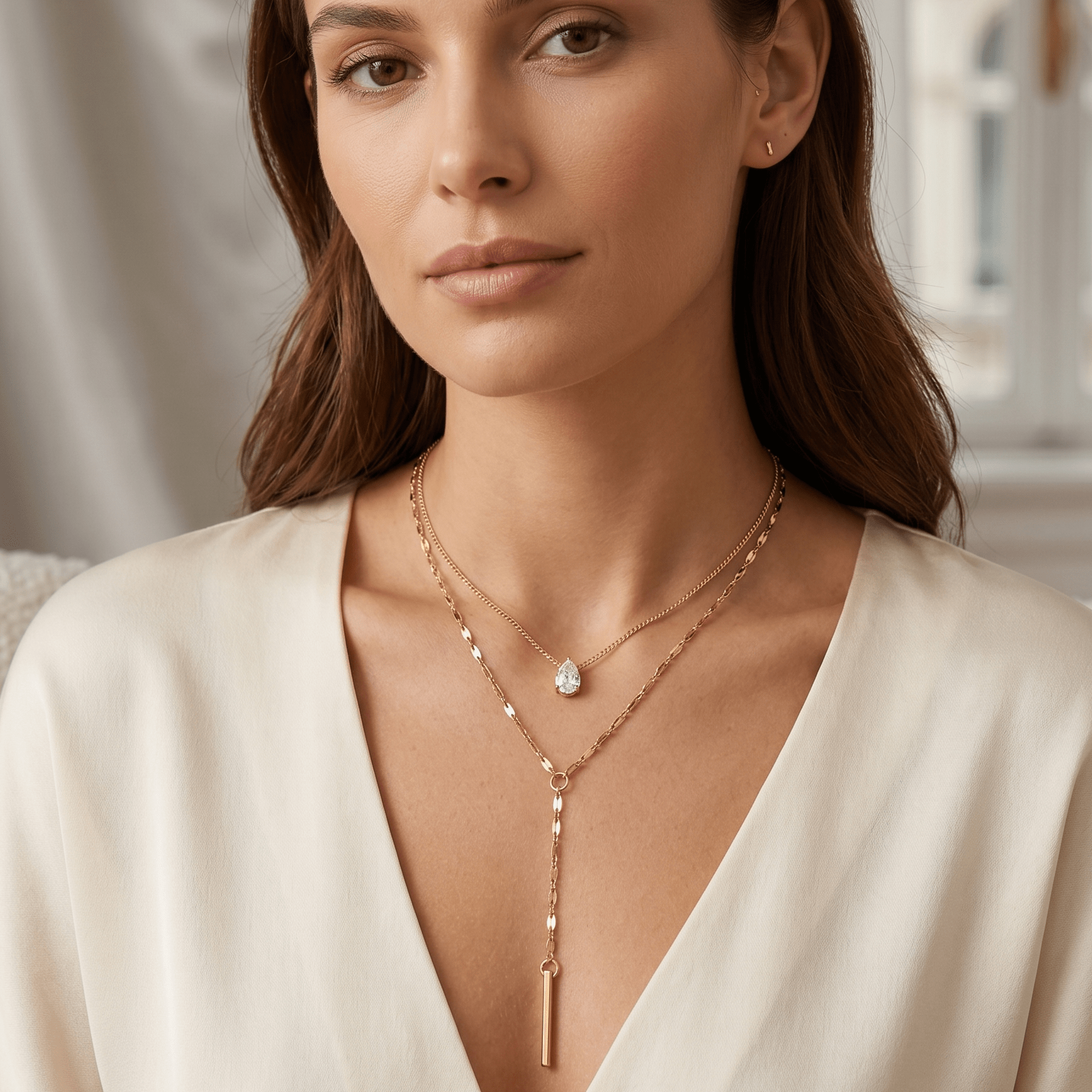 Celeste Crystal Drop Lariat Necklace - Orlumea