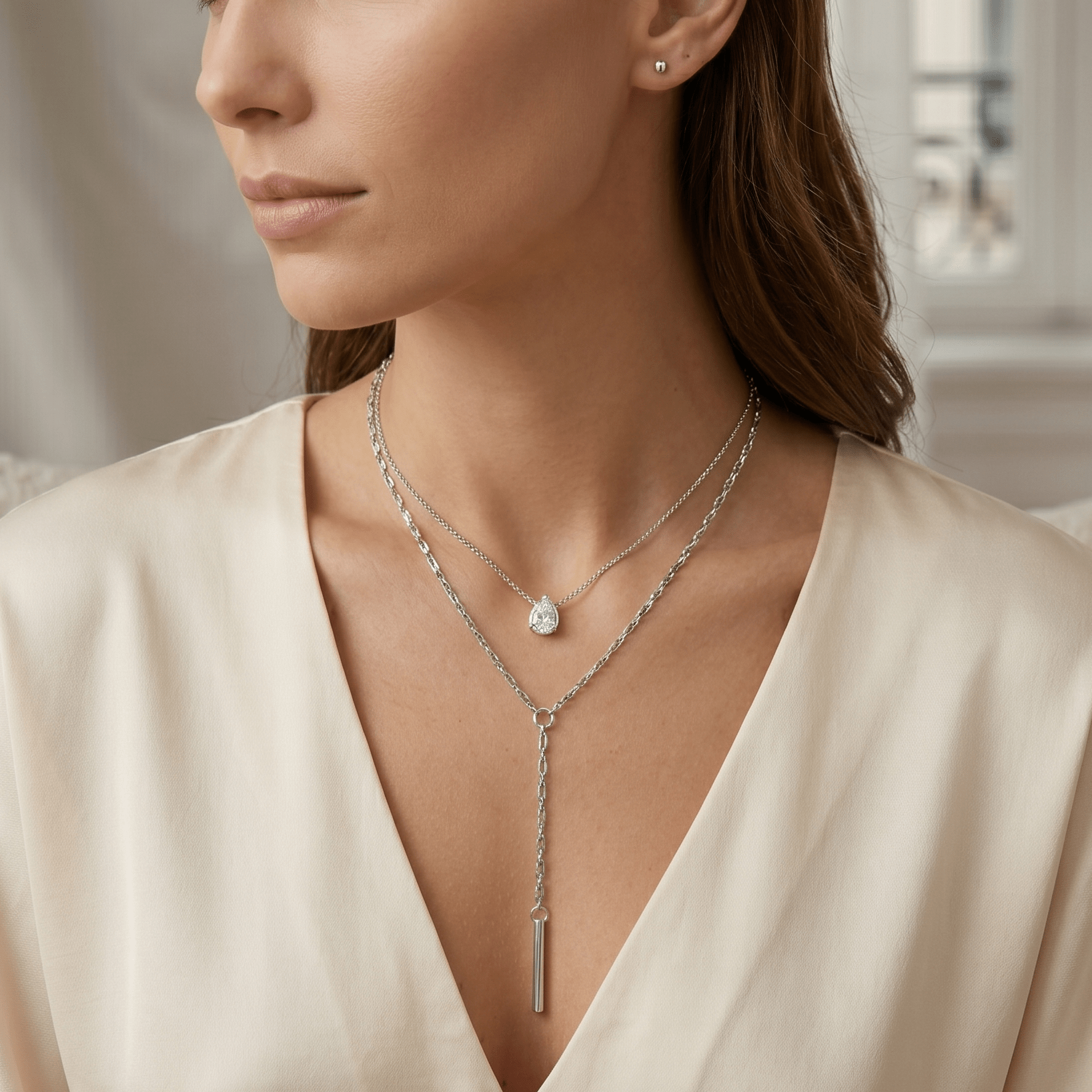 Celeste Crystal Drop Lariat Necklace - Orlumea