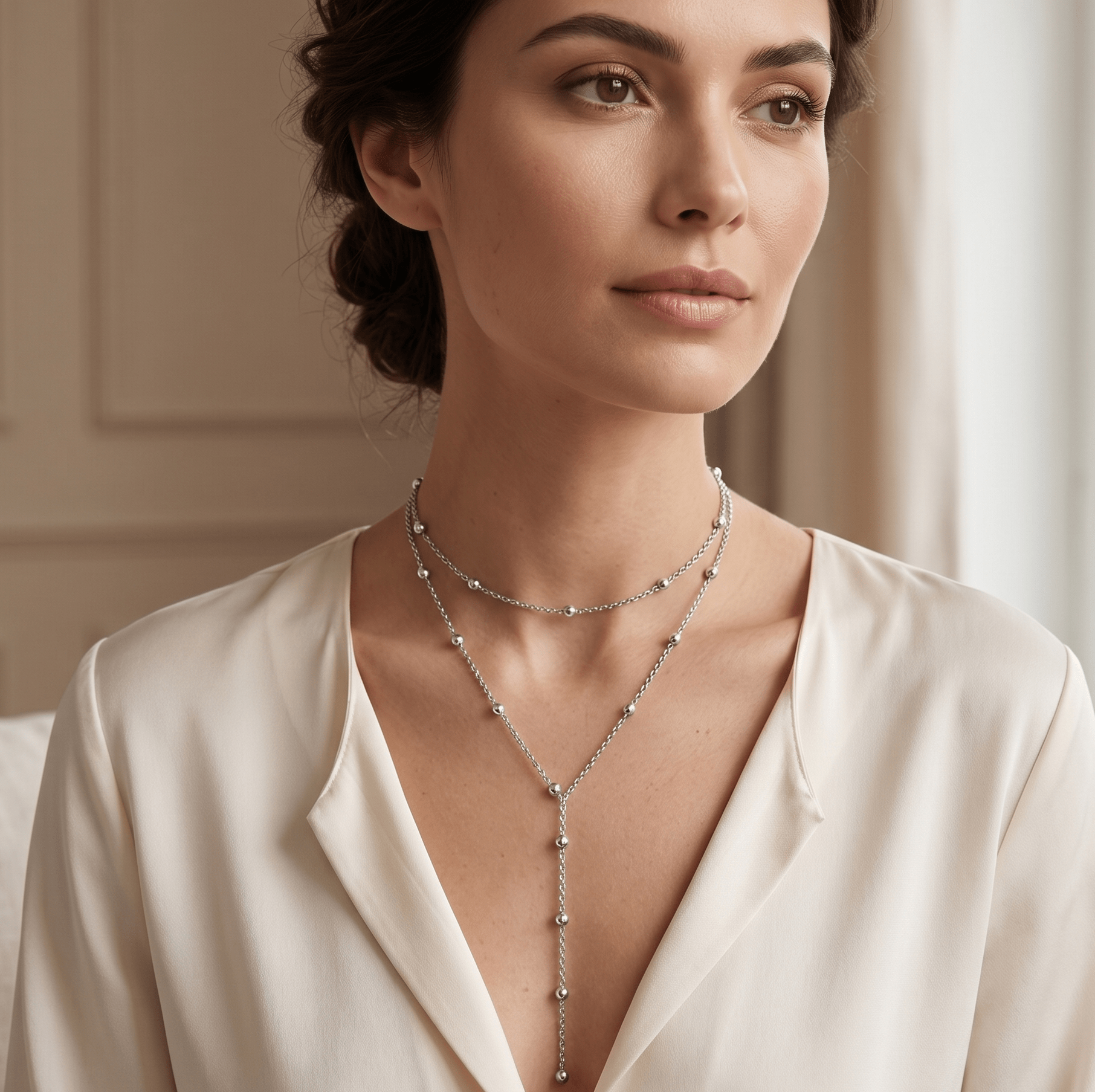 Celeste Double Layer Drop Necklace - Orlumea