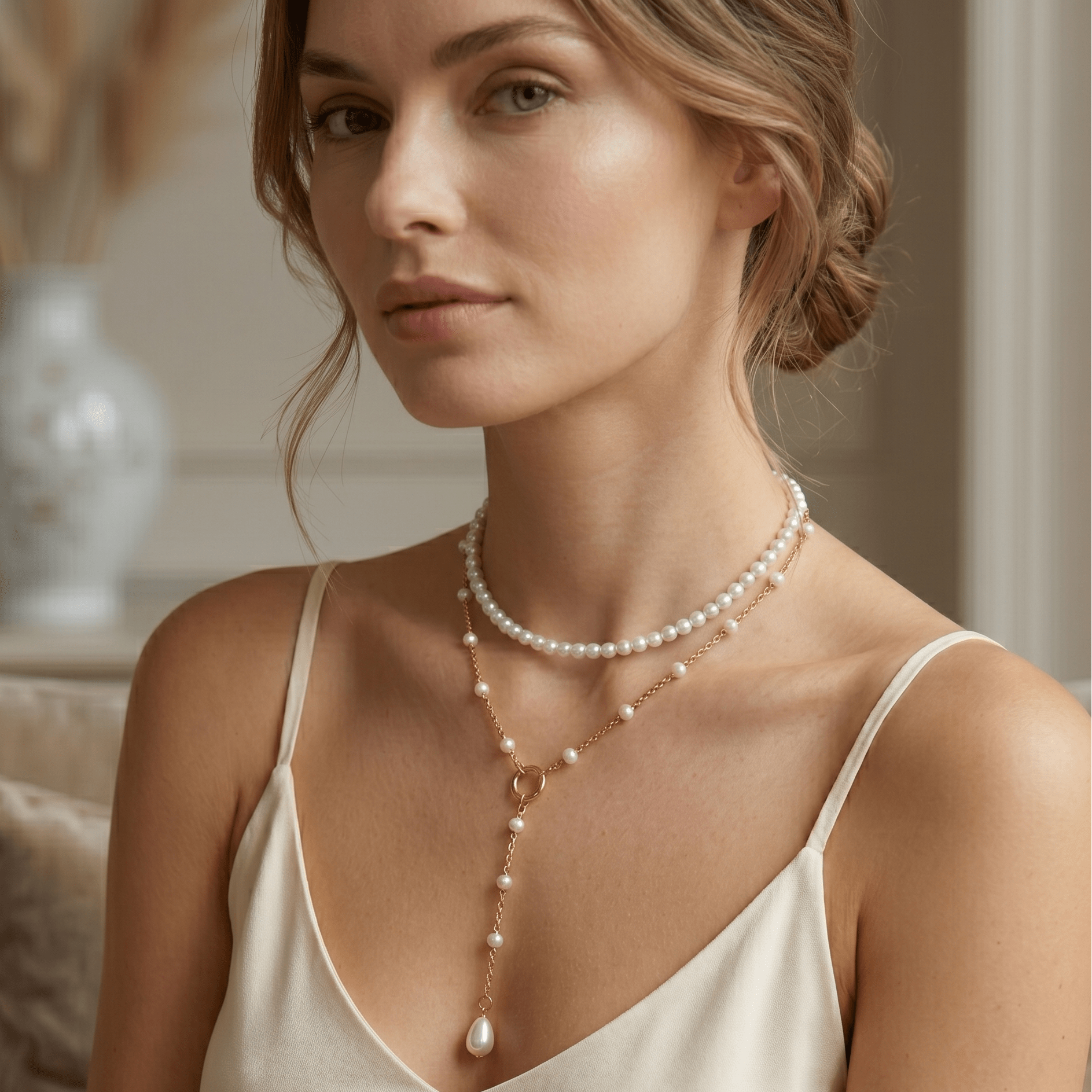 Celestial Pearl Cascade Necklace - Orlumea