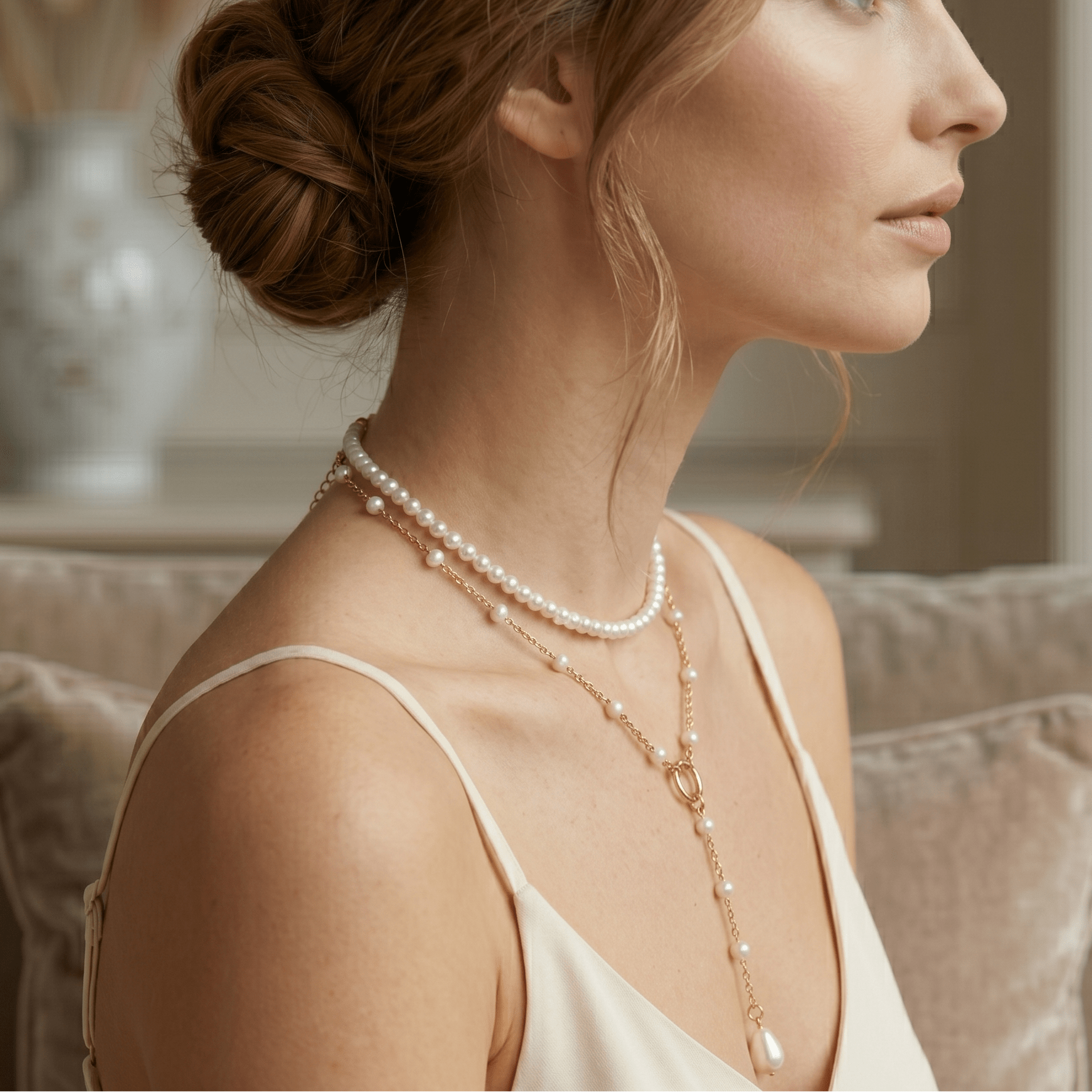 Celestial Pearl Cascade Necklace - Orlumea