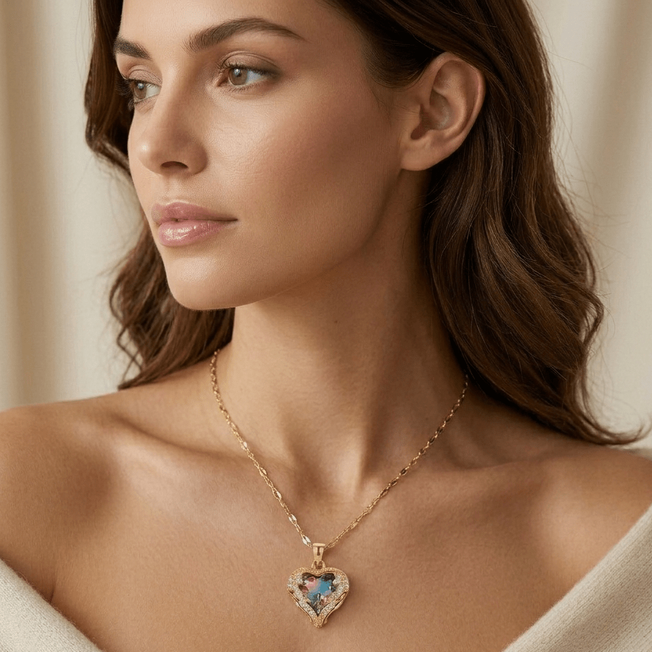 Crystal Heart Zirconia Gold Necklace - Orlumea