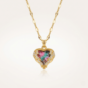 Crystal Heart Zirconia Gold Necklace - Orlumea