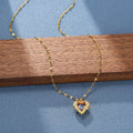 Crystal Heart Zirconia Gold Necklace - Orlumea