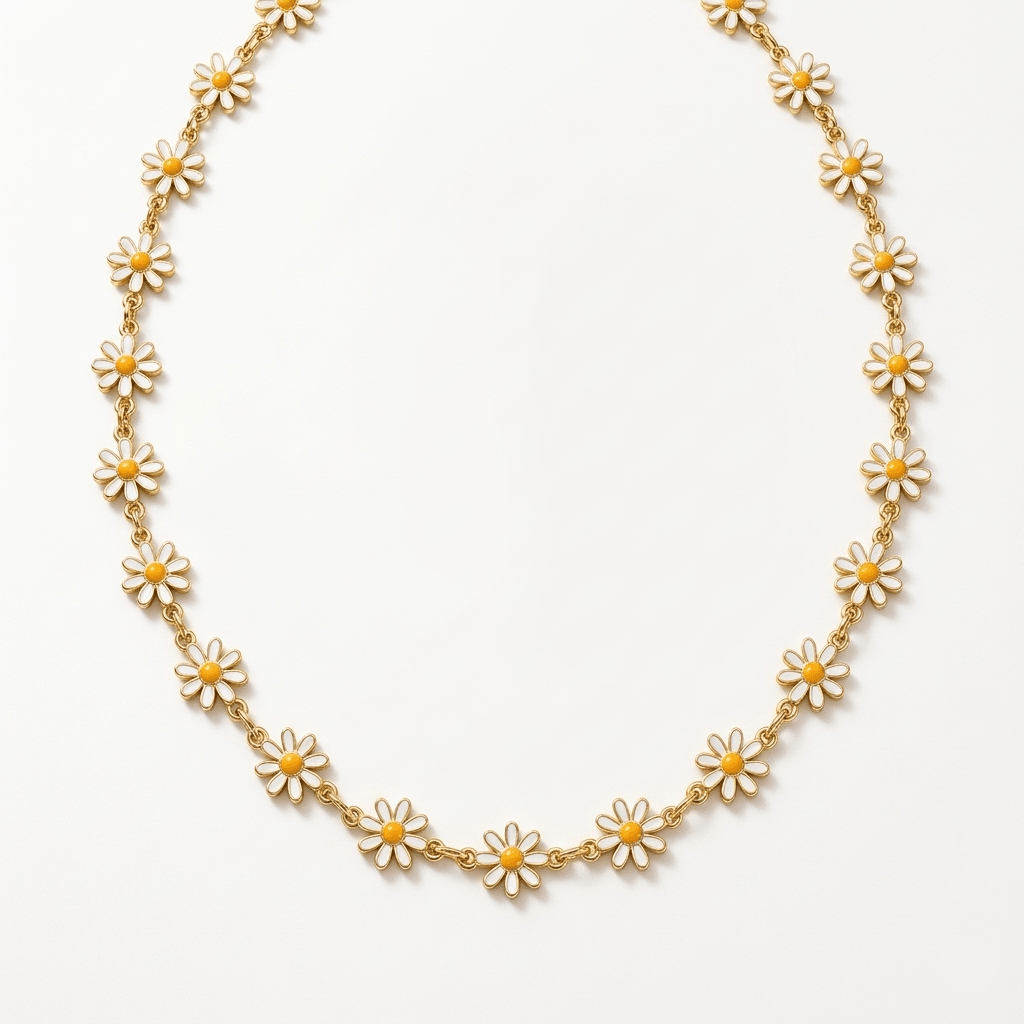 Daisy Flower Gold Chain Necklace - Orlumea