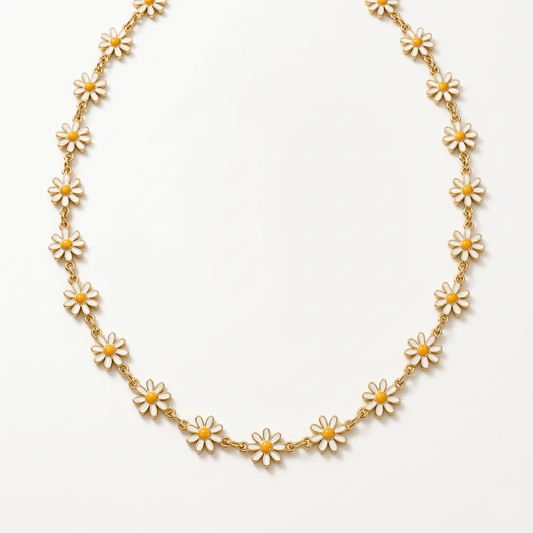 Daisy Flower Gold Chain Necklace - Orlumea