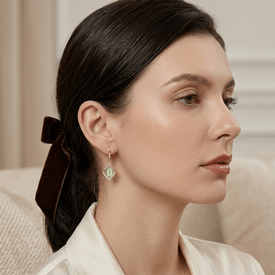 Emerald Glow Crystal Drop Earrings - Orlumea
