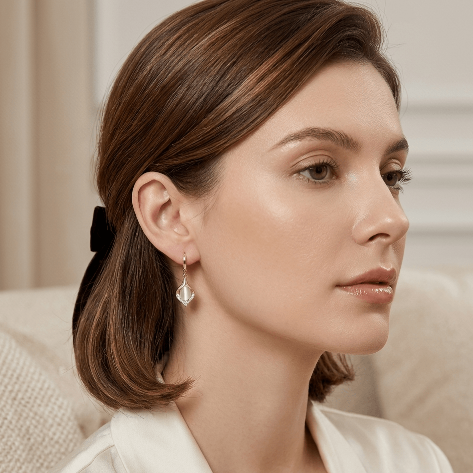 Emerald Glow Crystal Drop Earrings - Orlumea