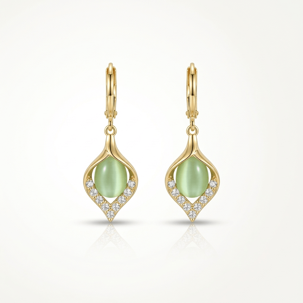 Emerald Glow Crystal Drop Earrings - Orlumea