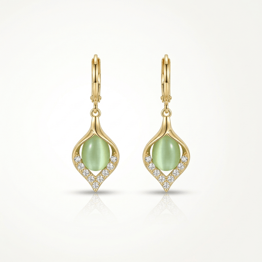 Emerald Glow Crystal Drop Earrings - Orlumea