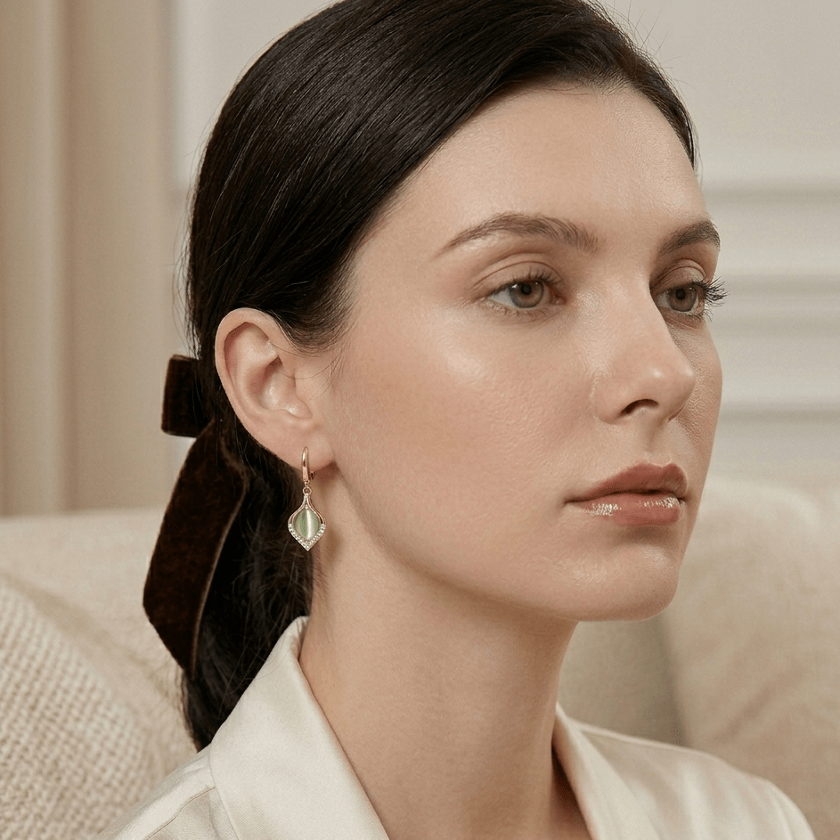 Emerald Glow Crystal Drop Earrings - Orlumea
