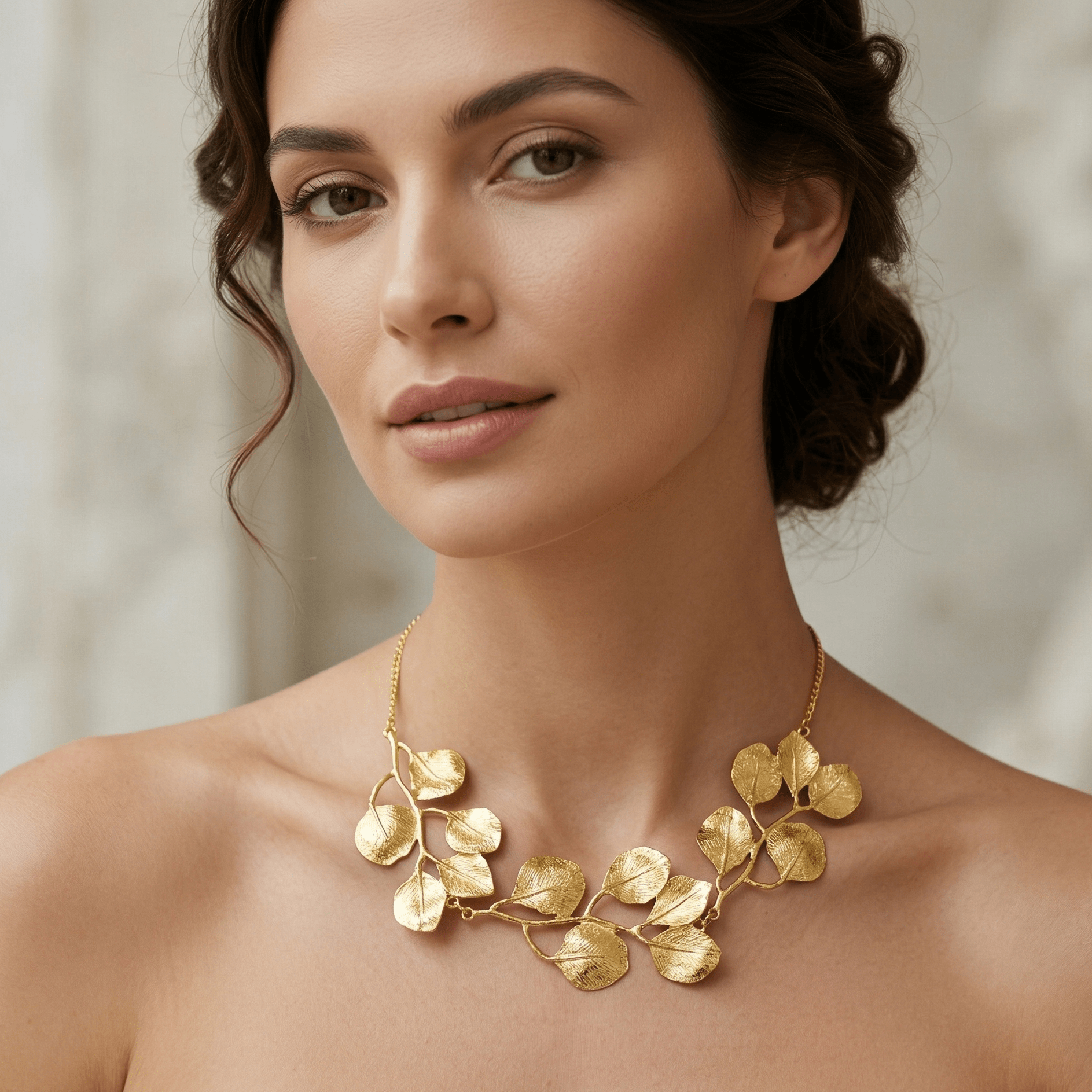 Golden Leaf Statement Necklace - Orlumea