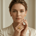 Golden Rose Petal Statement Stud Earrings - Orlumea