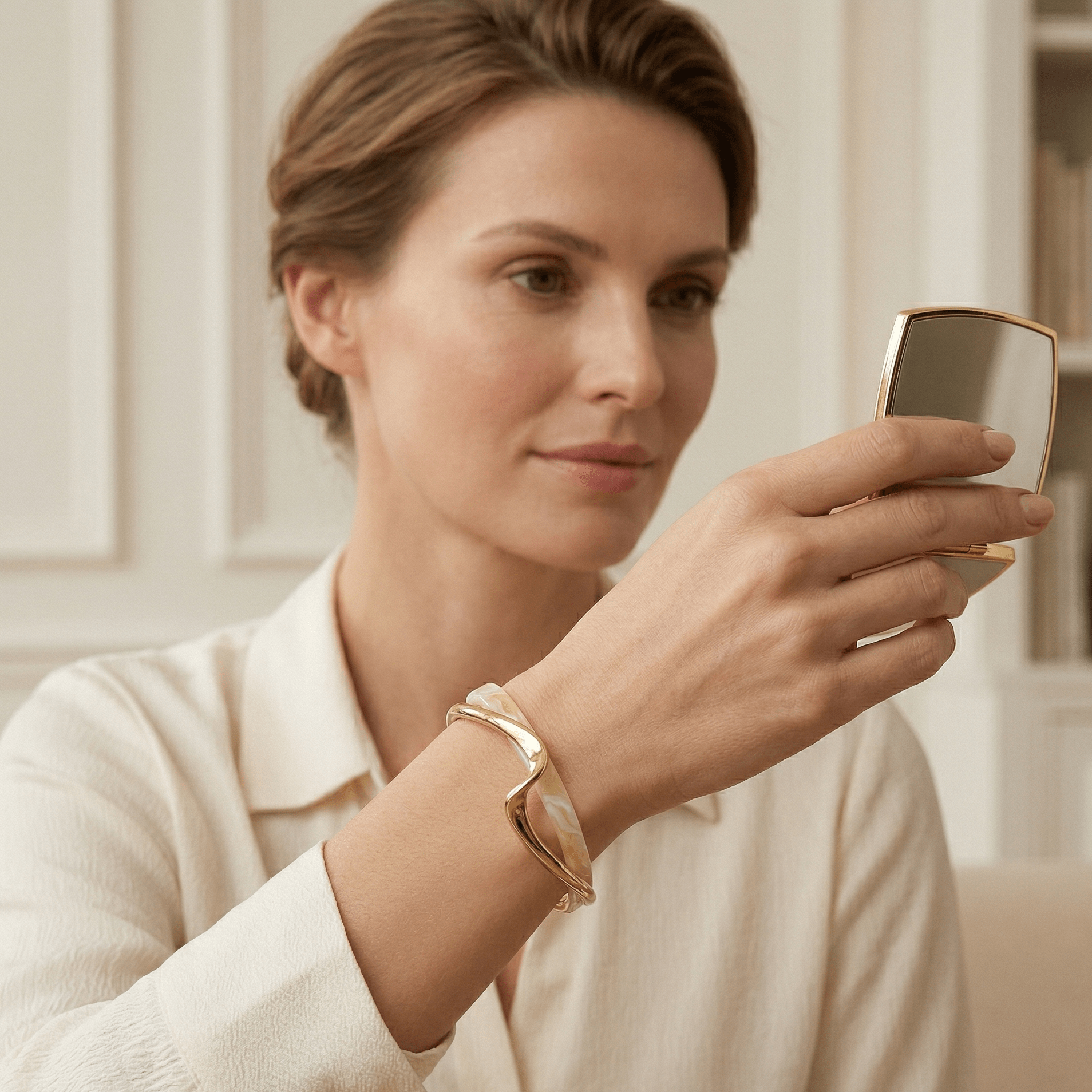 Ivory Wave Gold Cuff Bracelet - Orlumea