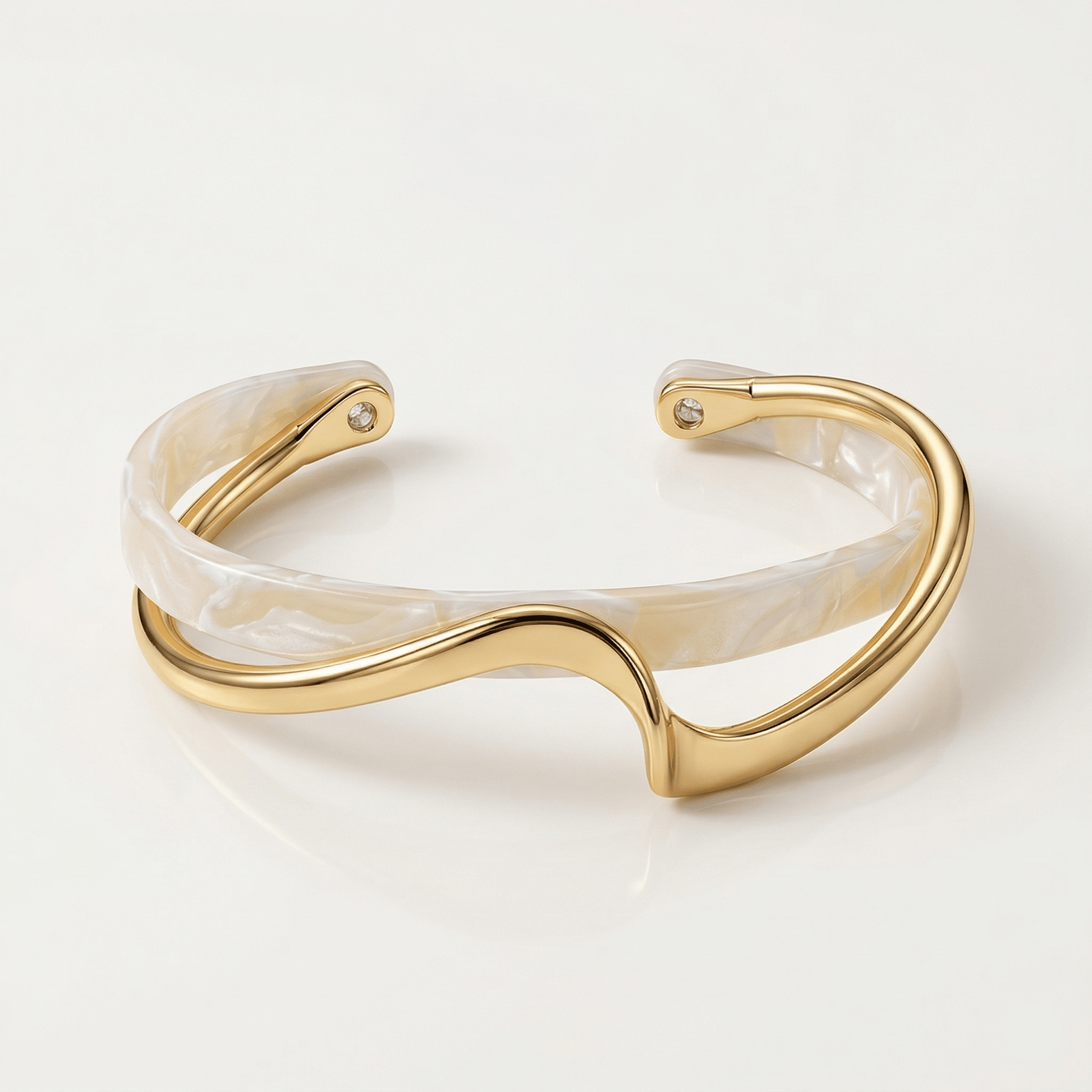 Ivory Wave Gold Cuff Bracelet - Orlumea