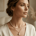 Layered Pearl Pendant Necklace - Orlumea