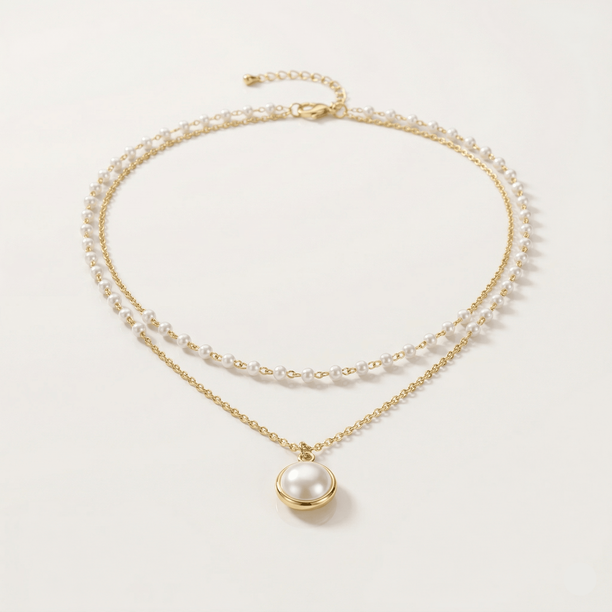 Layered Pearl Pendant Necklace - Orlumea