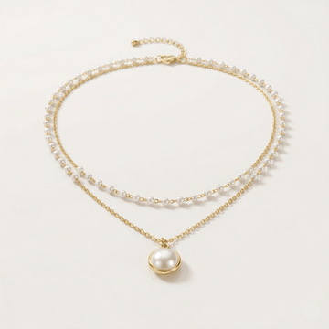 Layered Pearl Pendant Necklace - Orlumea