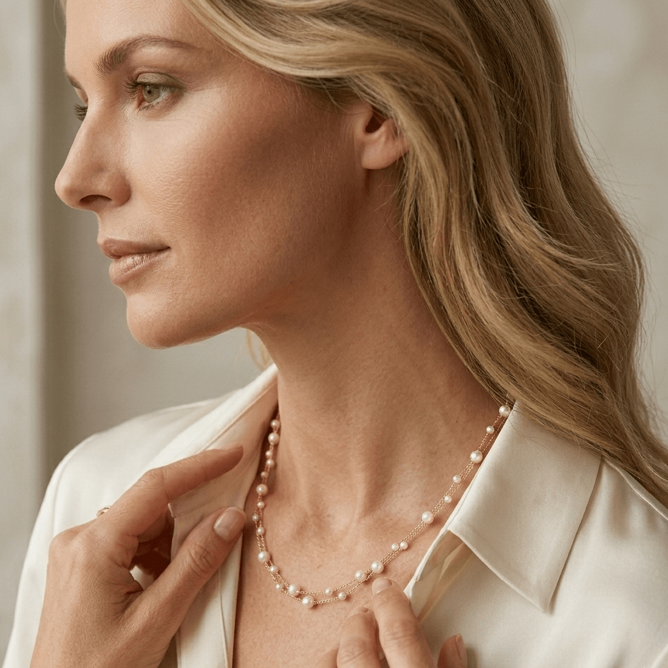 Luna Pearl Layered Necklace - Orlumea